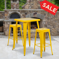 Flash Furniture CH-31330B-2-30SQ-YL-GG Metal Bar Table Set in Yellow